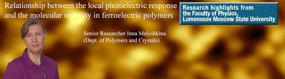 MSU physicists in collaboration with their colleagues from Karpov Institute of Physical Chemistry and National Univerisity of Science and Technology (MISIS) studied the relationship between the local piezoelectric response and the molecular mobility in ferroelectric polymers.